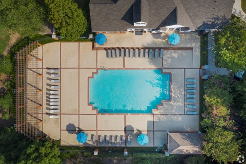 Aerial pool view of The Columns at Hiram, 6736 Bill Carruth Parkway, Hiram, Georgia 30141